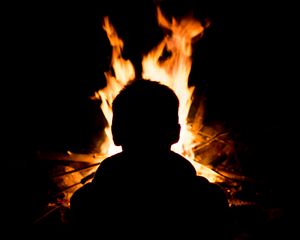 Preview wallpaper silhouette, man, fire, flame, black