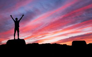 Preview wallpaper silhouette, man, hill, sunset