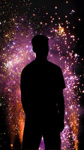 Preview wallpaper silhouette, man, loneliness, alone, sparks