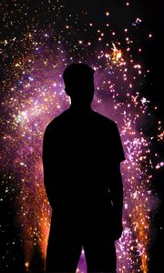 Preview wallpaper silhouette, man, loneliness, alone, sparks