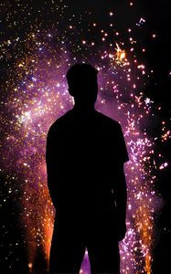 Preview wallpaper silhouette, man, loneliness, alone, sparks