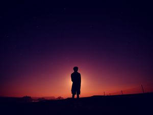 Preview wallpaper silhouette, man, night