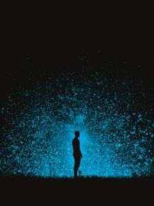Preview wallpaper silhouette, man, night, shine, light
