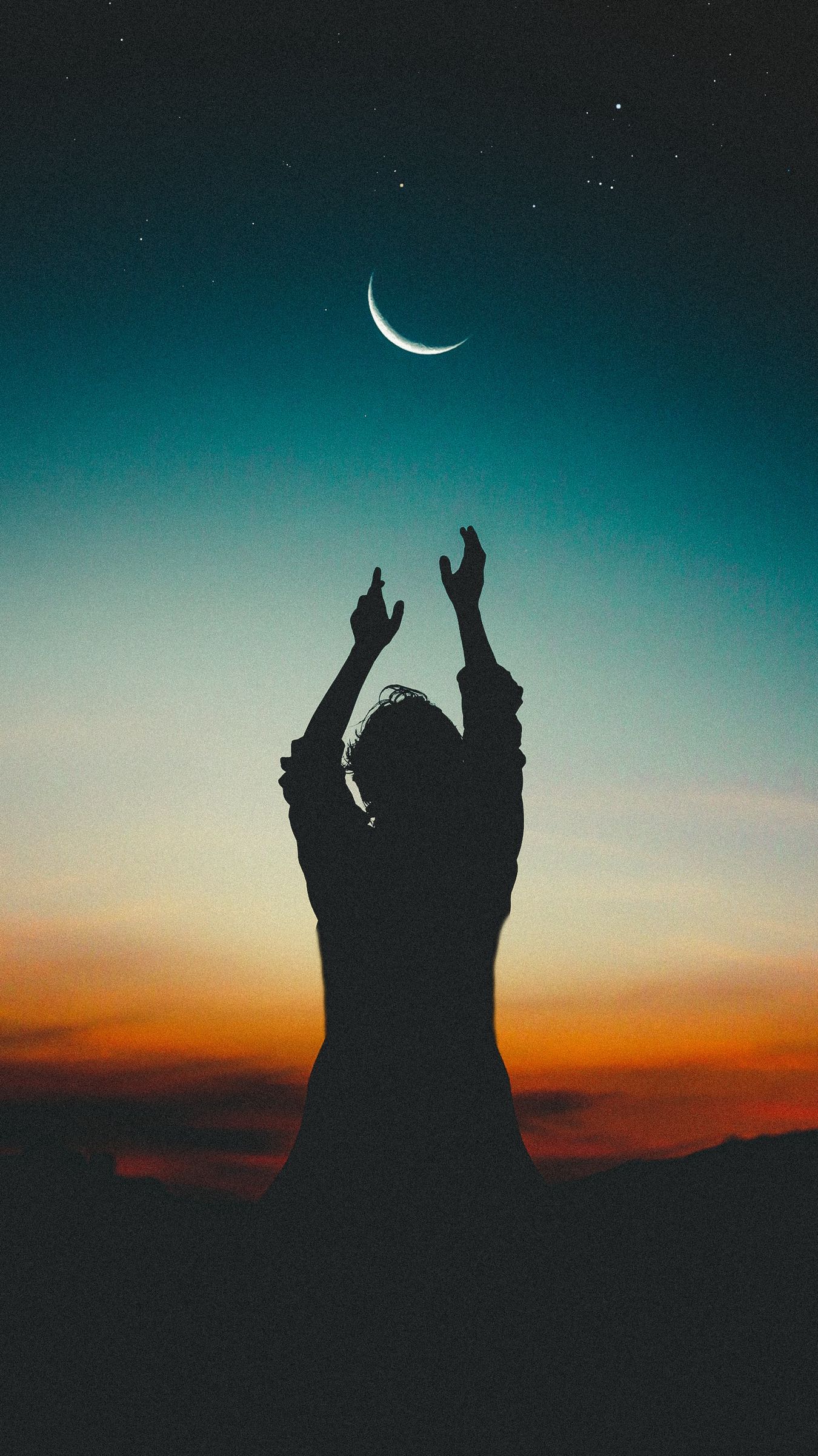 Download wallpaper 1350x2400 silhouette, man, night, moon, sky iphone  8+/7+/6s+/6+ for parallax hd background