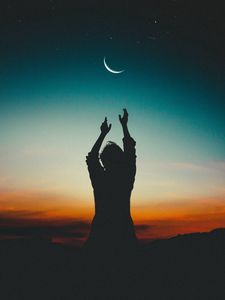 Preview wallpaper silhouette, man, night, moon, sky