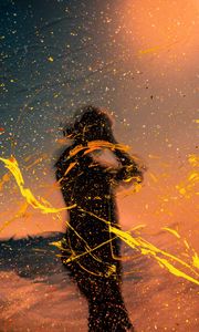 Preview wallpaper silhouette, man, paint, splashes, drops