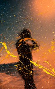 Preview wallpaper silhouette, man, paint, splashes, drops