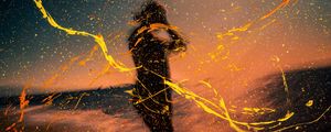 Preview wallpaper silhouette, man, paint, splashes, drops