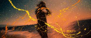 Preview wallpaper silhouette, man, paint, splashes, drops