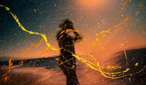 Preview wallpaper silhouette, man, paint, splashes, drops