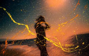 Preview wallpaper silhouette, man, paint, splashes, drops