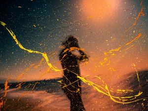 Preview wallpaper silhouette, man, paint, splashes, drops