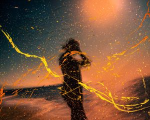Preview wallpaper silhouette, man, paint, splashes, drops
