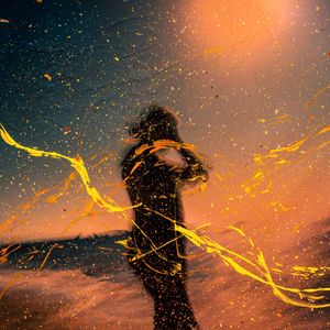Preview wallpaper silhouette, man, paint, splashes, drops