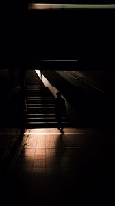 Preview wallpaper silhouette, man, stairs, dark