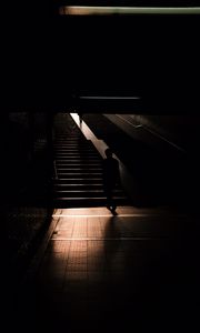 Preview wallpaper silhouette, man, stairs, dark