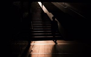Preview wallpaper silhouette, man, stairs, dark