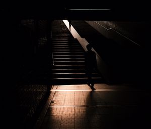 Preview wallpaper silhouette, man, stairs, dark