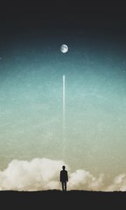 Preview wallpaper silhouette, moon, horizon, sky