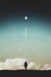 Preview wallpaper silhouette, moon, horizon, sky