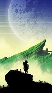 Preview wallpaper silhouette, mountains, art, vector, landscape