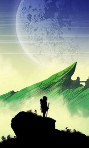 Preview wallpaper silhouette, mountains, art, vector, landscape
