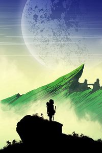 Preview wallpaper silhouette, mountains, art, vector, landscape