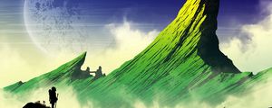 Preview wallpaper silhouette, mountains, art, vector, landscape