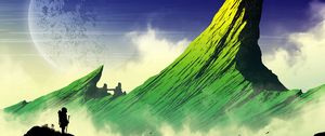 Preview wallpaper silhouette, mountains, art, vector, landscape