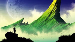 Preview wallpaper silhouette, mountains, art, vector, landscape