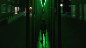 Preview wallpaper silhouette, neon, backlight, illusion, green