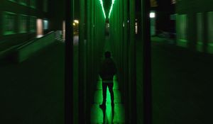 Preview wallpaper silhouette, neon, backlight, illusion, green