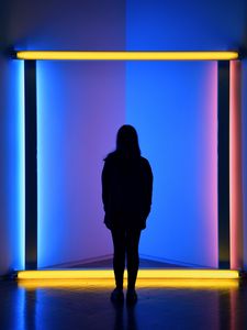 Preview wallpaper silhouette, neon, glow, lamps, installation