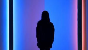 Preview wallpaper silhouette, neon, glow, lamps, installation