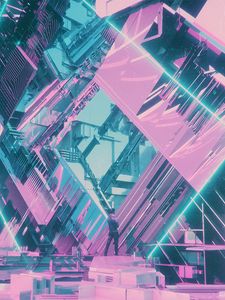 Preview wallpaper silhouette, neon, light, art