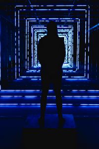 Preview wallpaper silhouette, neon, squares, backlight