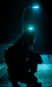 Preview wallpaper silhouette, night, lantern, dark