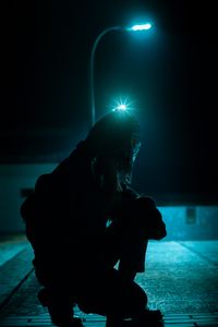 Preview wallpaper silhouette, night, lantern, dark