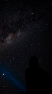 Preview wallpaper silhouette, night, nebula, starry sky, stars