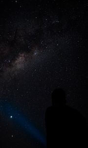 Preview wallpaper silhouette, night, nebula, starry sky, stars