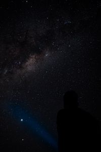 Preview wallpaper silhouette, night, nebula, starry sky, stars
