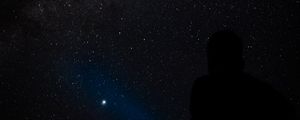 Preview wallpaper silhouette, night, nebula, starry sky, stars