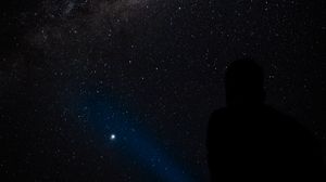 Preview wallpaper silhouette, night, nebula, starry sky, stars