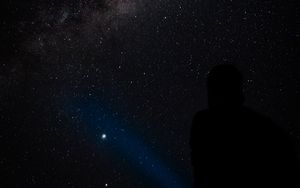 Preview wallpaper silhouette, night, nebula, starry sky, stars