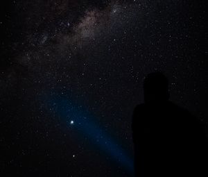 Preview wallpaper silhouette, night, nebula, starry sky, stars