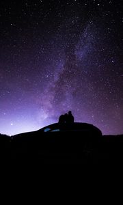 Preview wallpaper silhouette, night, nebula, stars, machine