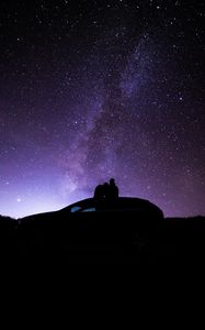 Preview wallpaper silhouette, night, nebula, stars, machine