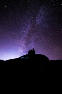 Preview wallpaper silhouette, night, nebula, stars, machine