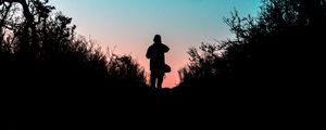 Preview wallpaper silhouette, outlines, dark, twilight, bushes, trail