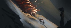 Preview wallpaper silhouette, pagoda, building, slope, art